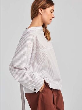 Studio Nicholson Velho Shirt-Chestnut Striped Cotton